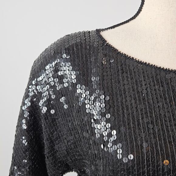 VTG Black Sequin Silk Top Party Occasion Jean for Joseph Le Bon | Women's S - Picture 12 of 16